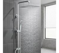 Auralum Columna Ducha sin Grifo, Set de Ducha con Cabezal de Ducha Lluvia 30×30 cm Cuadrado Acero Inoxidable, Alcachofa, Barra de Ducha Altura Regulable 68-108cm,válvula desviadora de Latón,Cromo