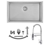 Auralum Fregadero Cocina 70x44cm + Grifos Cocina Fregadero con Doble Rociador