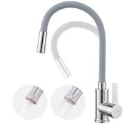 Auralum Grifo Cocina Extraible, Grifo de Cocina con 2 Funciones Caño, 360grados con Caño Alto, Grifos Cocina Fregadero,Grifos de Alta Presión, Monomando Agua Frío y Calor Regulable, Acero Inoxidable