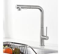 Auralum Grifo Cocina, Grifo Cocina Extraible, Grifo Fregadero de Alta Presión con Rociador de Dos Tipos de Chorro de Agua, Grifo Cocina Giratorio 360°, Grifo Mezclador Cocina Acero Inoxidable