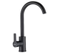 Auralum Grifo Cocina Negro, Grifos Cocina Fregadero Giratorio 360 grados, Grifo de Cocina Monomando con Caño Alto, Grifo para Fregadero con Conexión G3/8