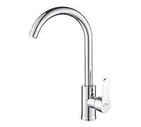 Auralum Grifo de Cocina con Giro de 360°, Caño Alto, Diseño Elegante Grifos de Fregadero Monomando en Latón y Cromado para Agua Caliente y Fría