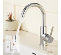 Auralum Grifo de cocina de baja presión para cocina o baño, giratorio 360°, baja presión con 3 conexiones para caldera, lavabo de latón cromado
