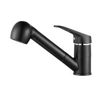 Auralum Grifo de Cocina Extraíble con 2 Formas de Agua, 360° Giratorio Grifo Monomando Negro de Agua Fría y Caliente Disponibles, Grifo Fregadero de Latón