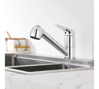 Auralum Grifo de Cocina Extraible con 2 Funciones Caño, 360° Giratorio Grifo de Fregadero Agua Fría y Caliente Disponibles, Grifería Monomando de Latón