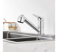 Auralum Grifo de Cocina Extraible con 2 Funciones Caño, 360° Giratorio Grifo de Fregadero Agua Fría y Caliente Disponibles, Grifería Monomando de Latón