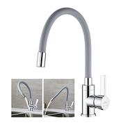 Auralum Grifo de Cocina Flexible, Monomando Grifo Cocina Giratorio de 360º, Grifos Cocina Fregadero con Manguera de Silicona Flexible, Gris