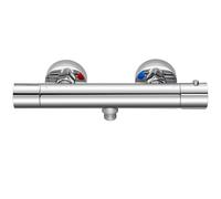 Auralum Grifo de Ducha Termostático con Bloqueo de Seguridad 38°C, Mezclador Antical y Protección Antiquemaduras, Cartucho Termostático, Cromo