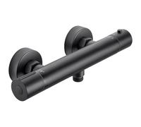 Auralum Grifo de Ducha Termostático con Bloqueo de Seguridad 38°C, Mezclador Antical y Protección Antiquemaduras, Cartucho Termostático, Negro
