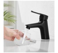 Auralum Grifo de Lavabo Moderno, Mezclador Monomandoo de Latón Para Lavabo, Altura del Caño 60 mm, Mezclador de Baño Para Ahorrar Agua Negro