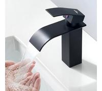 Auralum Grifo Mezclador Negro Mate para Lavabo, 110 mm Altura Caño, Diseño Moderno, Ahorro de Agua, Silencioso