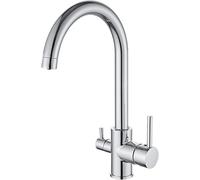 Auralum Grifos Cocina Fregadero Osmosis 3 Vías con Dos Salidas, Grifo Agua Potable, Grifo Fregadero con Aireado, Giratorio 360°, Cromo