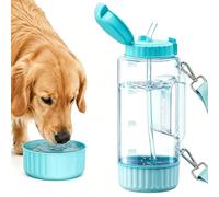 Aurapaws Botella de agua portátil de gran capacidad de 40 onzas para perros y humanos, sin BPA, con cuenco extraíble y popote, dispensador de agua a prueba de fugas para caminar al aire libre