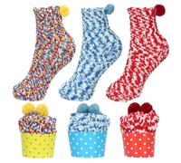 Aurasky Calcetines Navidad, 3 Pares Calcetines Cupcake, Calcetines Mujer Invierno, Calcetines Divertidos, Calcetines Termicos Mullidos para Navidad Año Nuevo San Valentín Cumpleaños Regalo