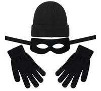 Aurasky Disfraz de Ladrón, Máscara de Ojos de Bandido Gorro Guantes de Bandido, Ladrón Accesorios para Niño Adultos para Carnaval Halloween Fiesta Pirata Asaltante Temática