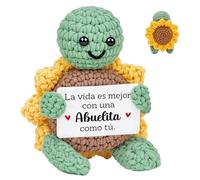 Aurasky Tortuga de Crochet con Girasol - Muñeco de Apoyo Emocional para Abuela, Incluye Tarjeta: “La Vida es Mejor con una Abuelita como Tú”. Regalo para Día de la Abuela y Navidad