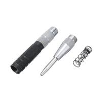 Auratrove 3 perforadores centrales automáticos, herramienta de marcado ajustable con resorte con punta de acero de alto carbono para madera, metal, plástico, negro y plateado