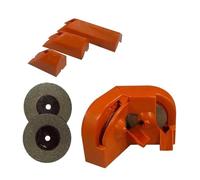 Auratrove Afilador de brocas eléctrico con 3 soportes para 2-16 mm, rueda de molienda de doble cara para tijeras, cortadores, herramientas de cocina, color naranja