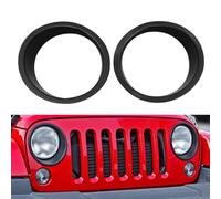 Auratrove Bisel de ABS negro para faros delanteros para Jeep Wrangler JK JKU 2007-2018, repuesto de protector de marco de luz delantera, paquete de 2