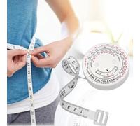 Auratrove BMI - Cinta métrica de índice de masa corporal, herramienta de dieta retráctil de 150 cm para cintura, pecho, cadera, muslo, cierre de botón, plástico blanco