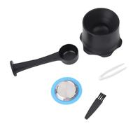 Auratrove Cápsulas de café reutilizables para máquinas Zenius, de acero inoxidable, recargables, con cuchara, cepillo, pinzas, embudo, capacidad de 3-4 g, color azul plateado