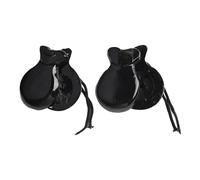 Auratrove Castañuelas españolas para adultos, juego de percusión manual de madera maciza con 2 pares para clases de baile flamenco y música, acabado natural