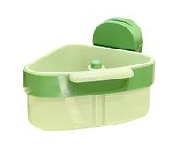 Auratrove Colador de fregadero de esquina con ventosa, estante de drenaje que ahorra espacio para desechos de alimentos, organizador de cocina para esponjas y cepillos, cesta de silicona PP fácil de