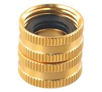 Auratrove Conector de manguera de jardín de aleación de aluminio, 3/4 pulgadas de dos vías hembra a hembra, unión de grifo de latón macizo para riego al aire libre, dorado