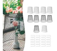 Auratrove Cubiertas metálicas para protección de plantas, paquete de 10 protectores de malla de alambre con estacas para conejos, pájaros, ciervos, campanas de jardín inoxidables de 9.1 pulgadas para