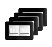 Auratrove Envolventes de doble enchufe, placas de dedo para interruptor de luz, 4 piezas de resina negra y marcos para decoración del hogar y oficina del Reino Unido