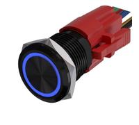 Auratrove Interruptor de botón de metal de 22 mm, interruptor de encendido/apagado LED de 12 V, IP67 impermeable, para panel de control de coche, motocicleta, color rojo