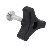 Auratrove Juego de 2 tuercas de plástico de triple esquina para cortacésped, tornillo de 50 mm con 6 mm de diámetro, piezas de máquina de jardín negras y plateadas