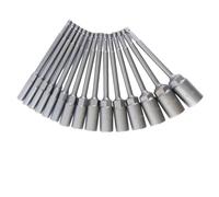 Auratrove Juego de destornilladores de tuerca hexagonal, funda de extensión de acero al cromo vanadio, 150 mm de largo para reparación de automóviles de 5,5 a 14 mm, 10 unidades