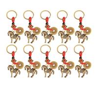 Auratrove Llavero con colgante de caballo de guerra de latón, figura artística para decoración de cartera, dije de la suerte para amigos y familiares