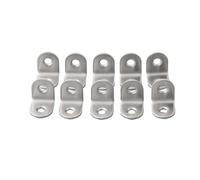 Auratrove Paquete de 10 juntas de esquina en forma de L de acero inoxidable de 90 grados, soporte de ángulo recto para cama, mesa, silla, estante, armario, plateado, 20 x 20 x 16 mm