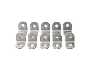 Auratrove Paquete de 10 juntas de esquina en forma de L de acero inoxidable de 90 grados, soporte de ángulo recto para cama, mesa, silla, estante, armario, plateado, 20 x 20 x 16 mm