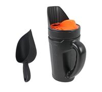 Auratrove Paquete de 2 esparcidores de jardín y esparcidor de sal con pala, maceta de siembra de mano para plantar verduras en césped, herramienta portátil de transmisión de ABS para derretir hielo en