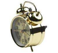 Auratrove Reloj despertador mecánico de herradura, dorado, cuerda manual, reloj de escritorio de metal vintage con diseño de barra para decoración de habitación y colección de juguetes, 7 cm