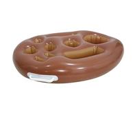 Auratrove Soporte inflable para bebidas, bandeja flotante de bebidas de 9 agujeros para fiestas en la piscina, barra de agua de PVC con diseño marrón para uso en verano al aire libre