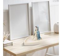 Auratrove Soporte para rosario de la Virgen María, elegante estatua de resina para oración y exhibición, decoración religiosa para altar del hogar, azul