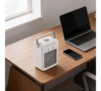 Auratrove Ventilador de aire acondicionado USB portátil con tanque de niebla de 500 ml, refrigeración silenciosa para oficina, escritorio, coche, viajes, uso en días de olas de calor de verano