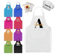 AuraWeave Delantal personalizado para niños, Set de Delantal y Gorro de Cocina con Nombre/Logo, Ideal para Cocina, Repostería, Pintura, Delantales con Bolsillos Prácticos, Regalo para Niños y Niñas
