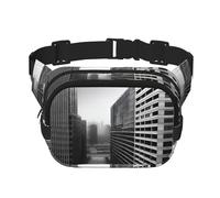 aUrban Horizon - Riñonera cuadrada de doble capa con correa ajustable para actividades al aire libre, color negro, talla única, Black, Talla única