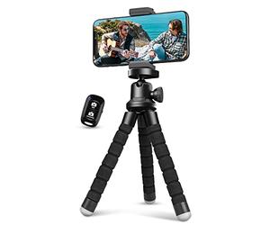 Aureday Trípode flexible para teléfono móvil iPhone y Android, viene con control remoto inalámbrico y clip para grabación de vídeo/vlogging/selfie