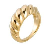 Aurelia Mae Anillo ancho de cúpula de croissant chapado en oro de 18 quilates, Oro de 18 quilates, Sin piedras preciosas