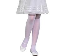 Aurellie Medias clásicas para niña, transparentes, lisas, 20 deniers, comunión, fiesta, boda, todos los días, para danza, ballet, Blanco, 122 cm-128 cm
