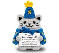 Aurelx Gatos positivos de ganchillo, muñeca de gato de bolsillo, amuleto de la suerte de ganchillo con tarjeta de ánimo, regalos positivos para novia, familia, colegas, amigos