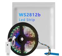 Aurevita Tira LED WS2812B RGB IC con Controlador SP620, PCB de Cobre IP30, Doble Capa, Dirección Individual, Tira LED DIY 5050 WS2812 (1m 144 LEDs Negro)