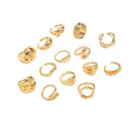 Aurgiarme: 12 piezas de anillos geométricos calados con tachuelas de perlas, ligeros, mezcla y combinación, adornos irregulares de dedos, elegantes fiestas nocturnas