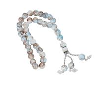 [Aurgiarme] 33 cuentas de cerámica estilo collar ligero oración piedras preciosas cómodo hecho a mano rosario elegante cuentas de cristal azul, フリーサイズ